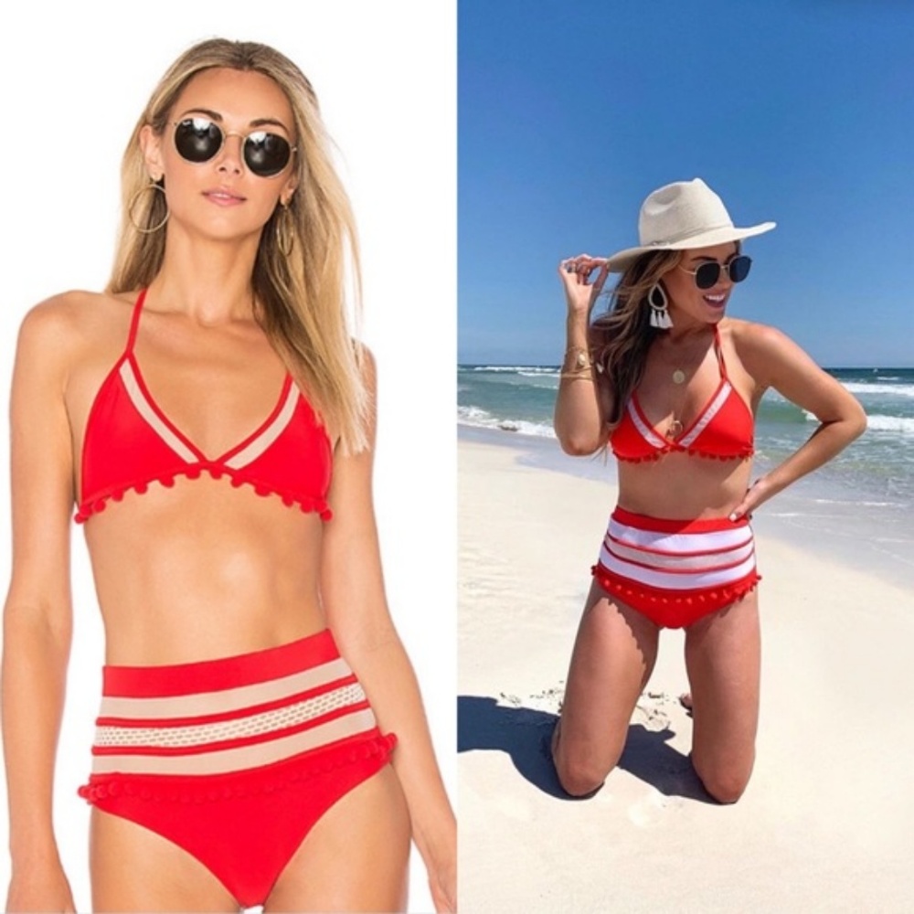 Palm Springs Red High Waisted Bikini - Picture 3 of 4